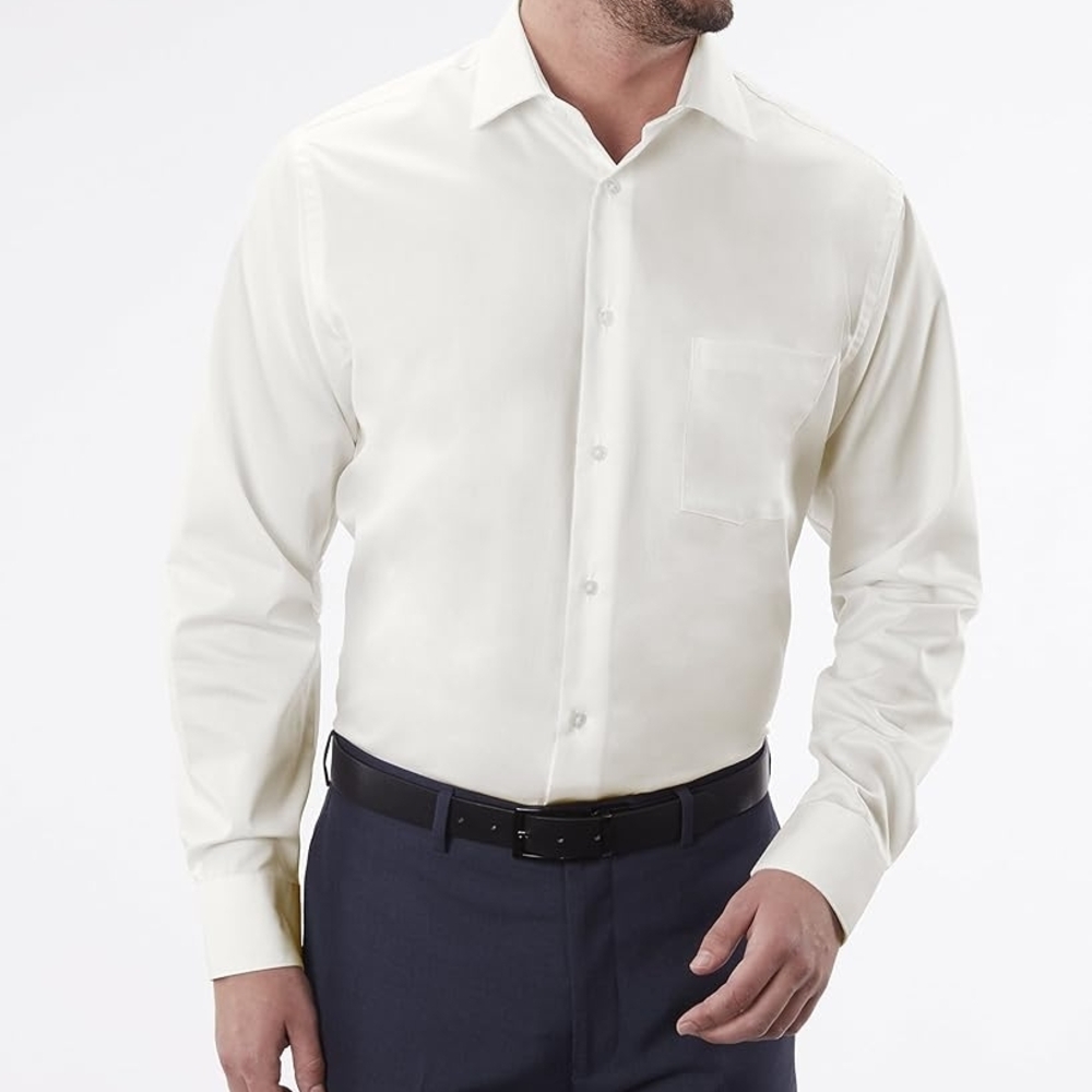 Geoffrey Beene Men's Dress Shirt Sateen Solid Medium 15 34/35